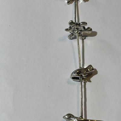 Vintage Native American Style Solid Sterling Silver Fetish 15-Animal 30" Necklace in New Never Used Condition. (Jewelry #14).
