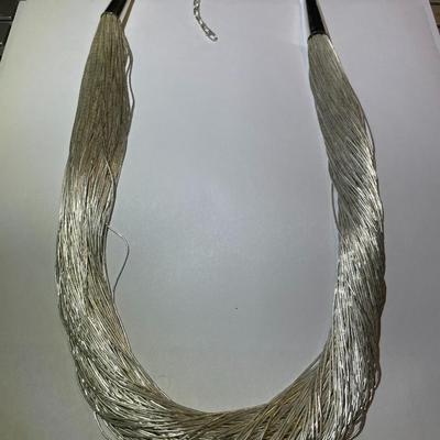 New Never Used Carolyn Pollack/Relios Liquid Sterling Silver 100-Strand Chain Adjustable Necklace 23"-26" (Jewelry #10).