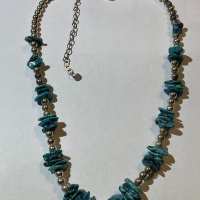 New Never Used Southwest Style Turquoise Bead 16"-18" Adjustable Necklace Preowned from an Estate. (Jewelry Piece #2).