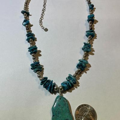 New Never Used Southwest Style Turquoise Bead 16"-18" Adjustable Necklace Preowned from an Estate. (Jewelry Piece #2).