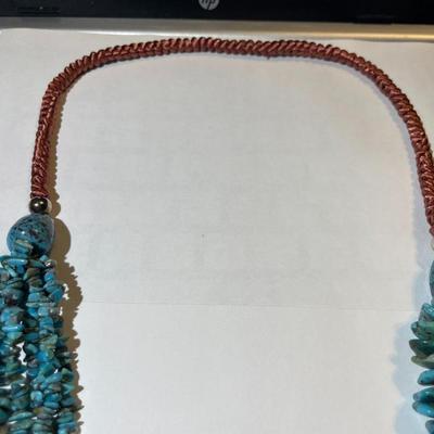 New Never Used 5-Strand Southwest Style Turquoise Bead 32" Necklace Preowned from an Estate. (Jewelry Piece #1)