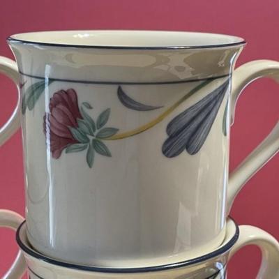 Lot of 12 Lenox Chinastone Poppies on Blue Mugs Tea/Coffee Cups in VG Preowned Condition.