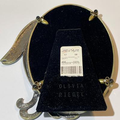Austrian Swarovski Crystal & Enameled 5.5" x 6.5" Bird Picture Frame by Olivia Riegel Sold by Lord & Taylor in VG...