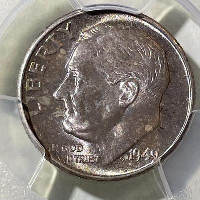 PCGS CERTIFIED 1949-S MS66 SUPERB TONED ROOSEVELT SILVER DIME AS PICTURED.
