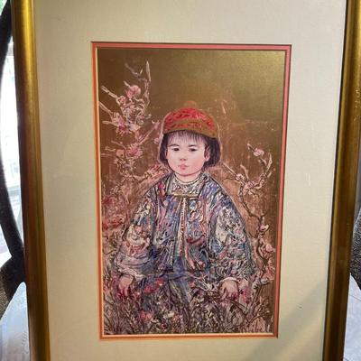 Vintage Takashi Exclusive Edition Prints Edition 85/2000 by Edna Hibel Frame Size 14" x 19" in Good Preowned Condition.