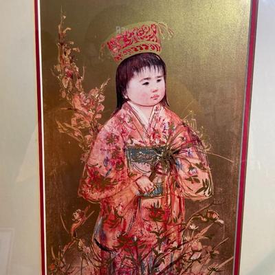 Edna Hibel RARE Zuzu Exclusive Edition of 519/2000 Prints Set Framed 1988 15x10” in Good Preowned Condition.