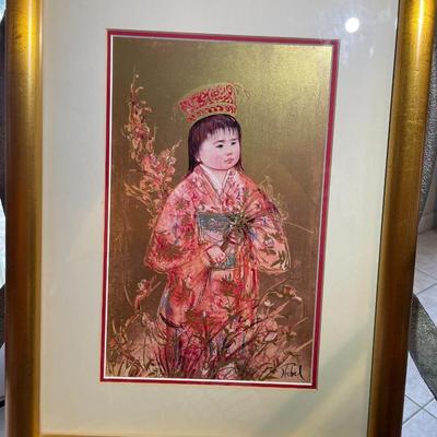 Edna Hibel RARE Zuzu Exclusive Edition of 519/2000 Prints Set Framed 1988 15x10” in Good Preowned Condition.