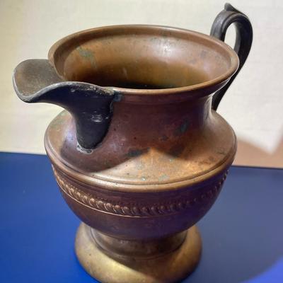 Antique Copper Un-plated Cromwell Creamer Pitcher from Mid 1850-1912 Era in Good Condition as Pictured.