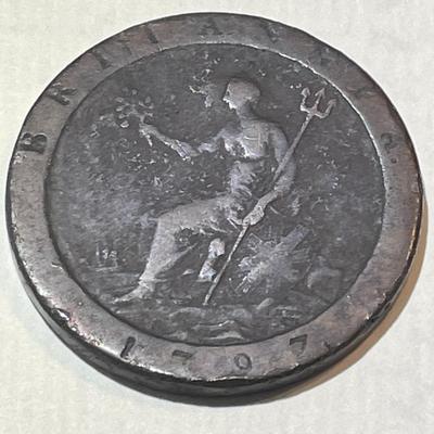 Great Britain 1797 Penny Coin George III Penny/Cartwheel Coin #1 as Pictured.