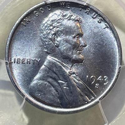PCGS CERTIFIED 1943-S MS65 LINCOLN WARTIME CENT AS PICTURED.