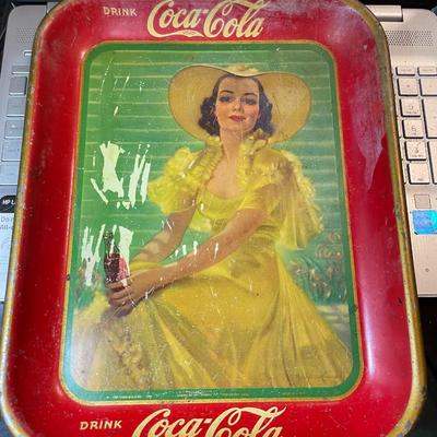 Vintage 1938 Original Coca Cola Tray 10.25" x 13" in Fair Condition as Pictured.