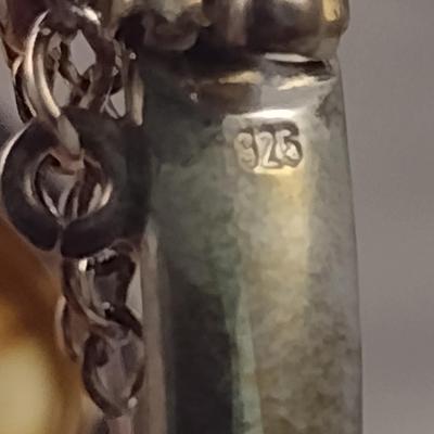 Sterling Silver and Stone Bracelet- Total Weight Approx 24.3 Grams (#57)