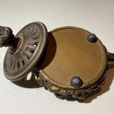 Antique Bronze/Brass Heavy Incense Burner 3.25" x 4.5" x 2.5" tall Preowned from an Estate as Pictured. No Base Markings.
