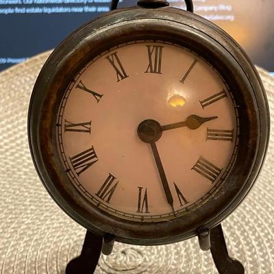 Huge Antique Desk Pocket Watch Copper/Bronze Metal with Easel in Non-Working Condition as Pic'd,