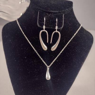 Sterling Silver Necklace, Bracelet, and Earring Set- Approx 26.4 Grams (#59)