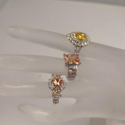 Three Sterling Silver and Stone Rings- Approx Total Weight 16.7 Grams (#60)