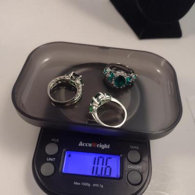 Three Sterling Silver and Stone Rings- Approx Total Weight 10.6 Grams (#61)