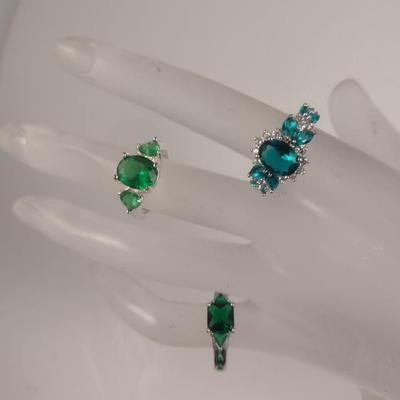 Three Sterling Silver and Stone Rings- Approx Total Weight 10.6 Grams (#61)