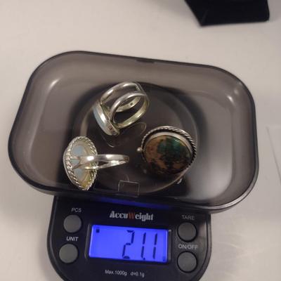 Three Sterling Silver and Stone Rings- Approx Total Weight 21.1 Grams (#62)