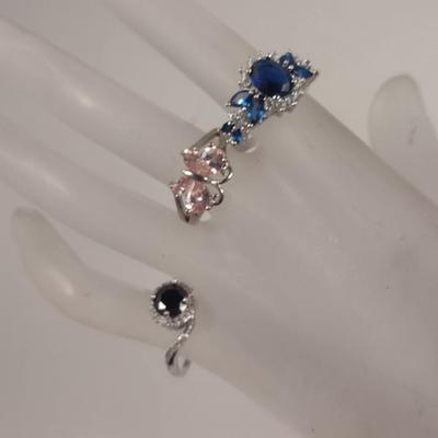 Three Sterling Silver and Stone Rings- Approx Total Weight 10.3 Grams (#63)