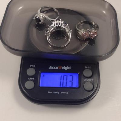 Three Sterling Silver and Stone Rings- Approx Total Weight 10.3 Grams (#63)