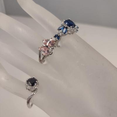 Three Sterling Silver and Stone Rings- Approx Total Weight 10.3 Grams (#63)