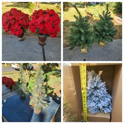 Lot of 9 Christmas Decor Plants and Trees