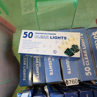 Lot of Christmas String Lights Many New, Extension cord + Storage tote