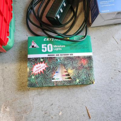 Lot of Christmas String Lights Many New, Extension cord + Storage tote
