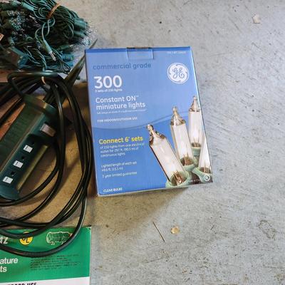 Lot of Christmas String Lights Many New, Extension cord + Storage tote