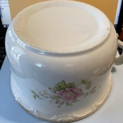 Vintage Early English Chamber Pot w/Lid 9" Diameter Preowned from an Estate as Pictured.