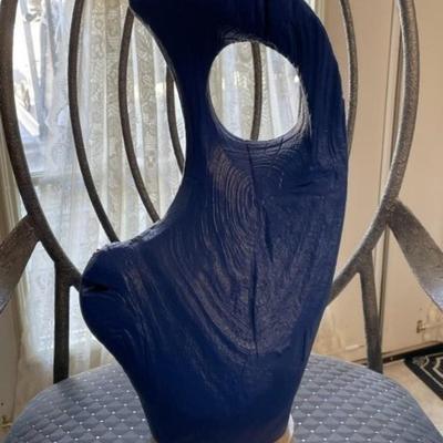 Vintage Driftwood Blue Artwork on a Marble Base 16.75" Tall Preowned from an Estate in Good Condition.