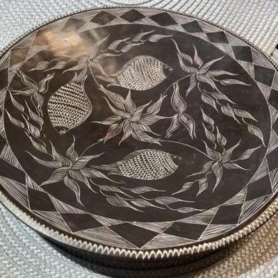 Vintage Carved Soapstone Decorative Dish/Plate 9.5" Diameter in Good Preowned Condition.