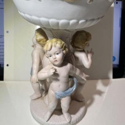 Vintage Cherub Porcelain Pedestal Compote/Bowl. Highly detailed and in VG Preowned Condition. No chips or Cracks and all fingers intact....