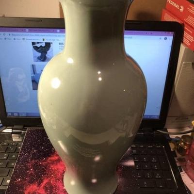 Haeger 12-1/2" Tall Light Green Color Vase Preowned from an Estate in VG Condition.