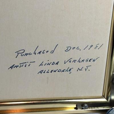 Noted Artist "Linda Verhagen" Charcoal/Pastel Cub Artwork from the Early 1980's Pencil Signed Preowned from an Estate....