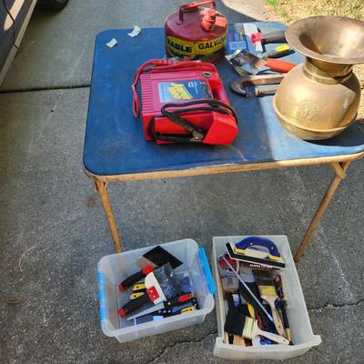 Painting, Tools, Gas Tank , Car Jumper, and More Lot