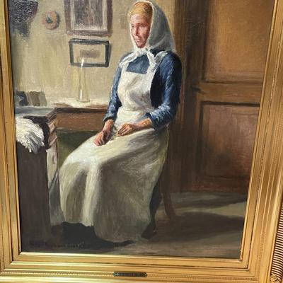 KAJ STEENBUCH BRANDT (1886-1948) Oil Painting on Canvas Frame Size 21" x 24.5" in VG Preowned Condition as Pic'd.