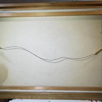 Large Mid-Century Oil/Acrylic on Canvas Landscape Scene Signed by PHILLIPS Frame Size 29" x 40.50" in Good Preowned Condition.