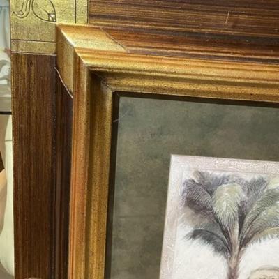 Vintage Monkey Print Mounted in a Heavy Wooden Custom Frame Size 23.5" x 28" in VG Preowned Condition.