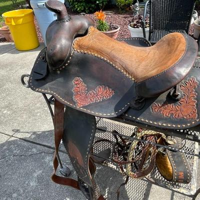 Vintage/Antique "JB" All Leather Horse Riding Saddle Probably Custom-Made Preowned Condition from an Estate as Pictured.