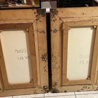 2-Mid Century Pair of Flower Still Life Oil/Acrylic on Canvas Paintings Signed by "ENGLISH" Artist 19.5" x 32" Tall...