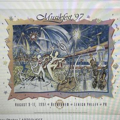 Scarce PAUL HARRYN Signed Lithograph Limited Edition 3/500 Frame Size 24" x 28.5" Used in the 1997 Musikfest Program & Posters