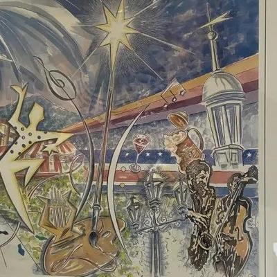 Scarce PAUL HARRYN Signed Lithograph Limited Edition 3/500 Frame Size 24" x 28.5" Used in the 1997 Musikfest Program & Posters