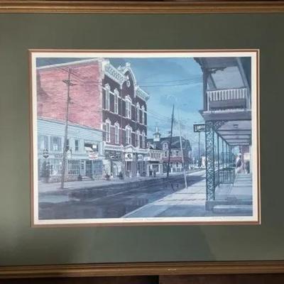 Lambertville NJ Downtown Artist Proof by Joanna Krasnansky Edition 56/474 Frame Size 21.5" x 25.5" in VG Preowned Condition.