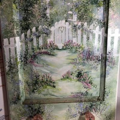 Vintage Re-Constituted Closet Door Painting Artwork by DL YOUNG Size 13" x 25" Really Beautifully Done.