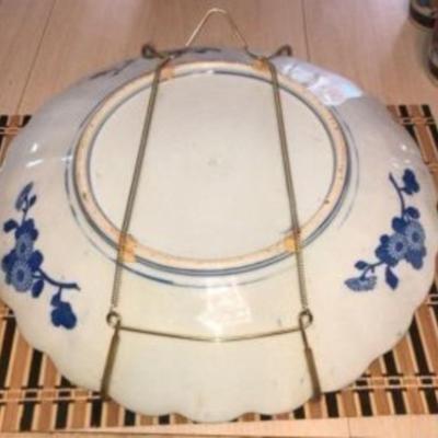 Japanese Inban Edo Period -Very Early Transfer Ware Charger 15.50" Diameter. It dates to around 1850 - 1860.