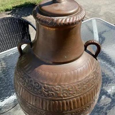 Huge All Copper Heavy Arts & Crafts Era Hand Made Table Lamp 26.5" Tall & 14" Wide Preowned from an Estate Cleanout. (A...