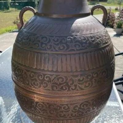 Huge All Copper Heavy Arts & Crafts Era Hand Made Table Lamp 26.5" Tall & 14" Wide Preowned from an Estate Cleanout. (A...