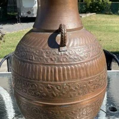 Huge All Copper Heavy Arts & Crafts Era Hand Made Table Lamp 26.5" Tall & 14" Wide Preowned from an Estate Cleanout. (A...